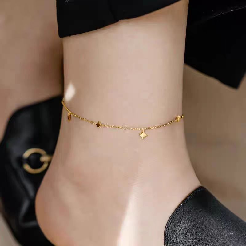 Chain Ankle Bracelet Dainty Gold Anklet with Star Charms
